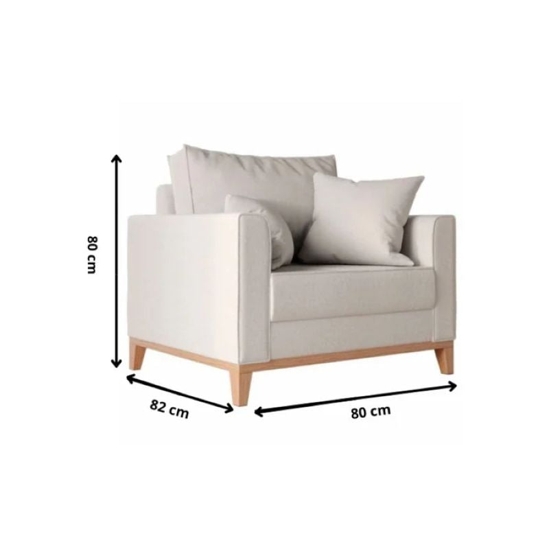 Poltrona Beny com Pés e Base em Madeira