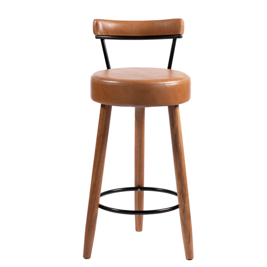 Banqueta Alta Nápoles Alta com Assento Estofado e Pés de Madeira