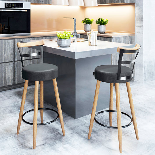 Banqueta Alta Moscou Alta com Estrutura em Aço e Pés de Madeira