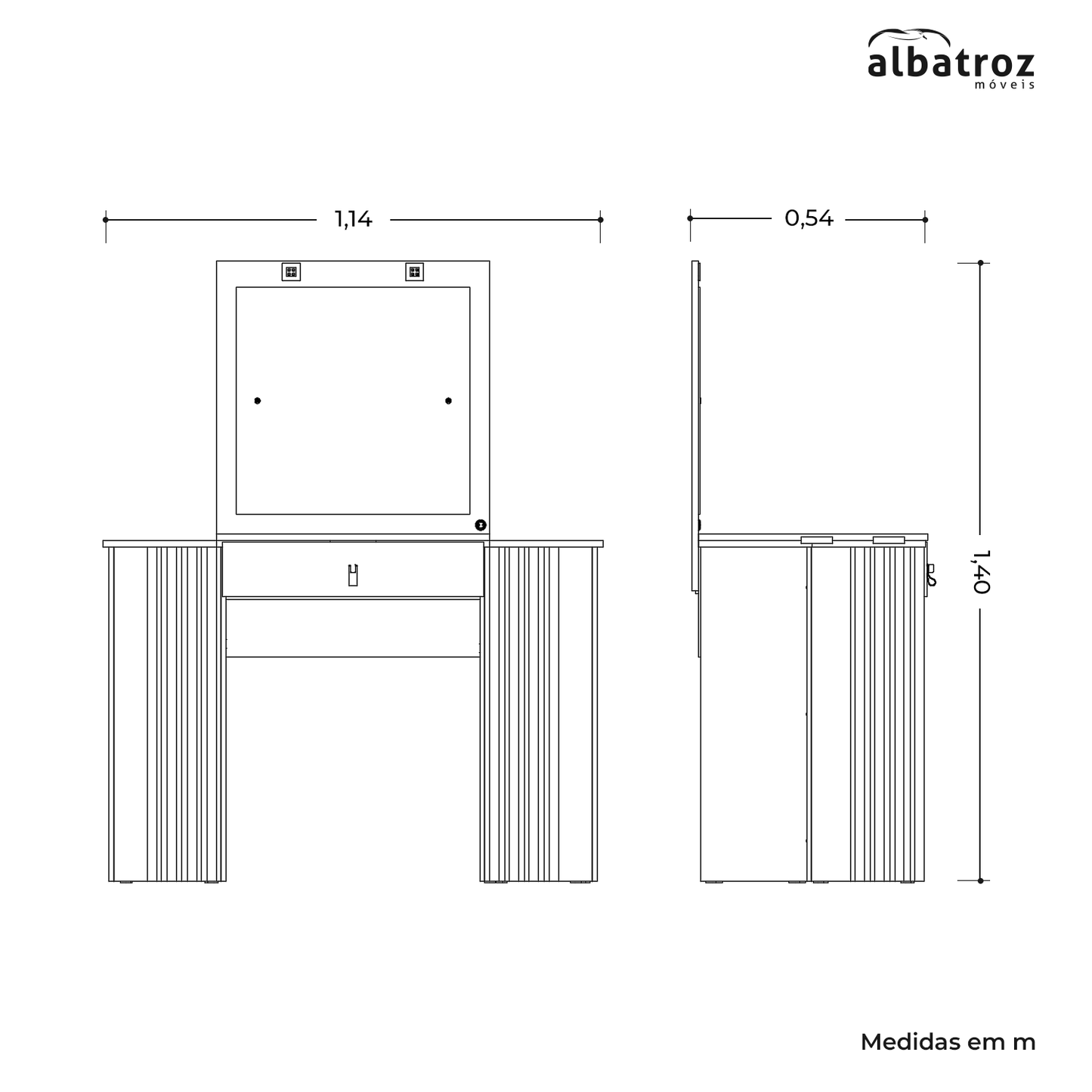 Penteadeira Camarim Glitter - Bancada com Espelho e Gavetas