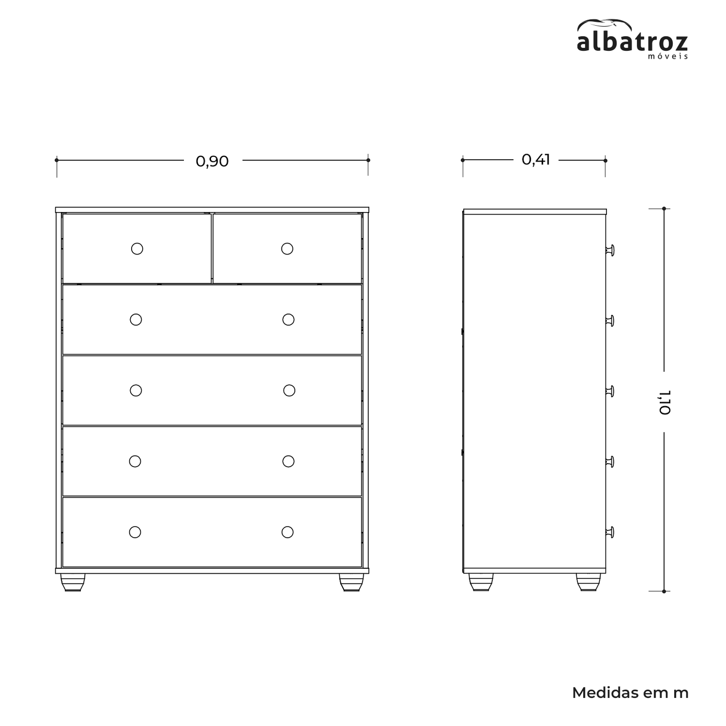 Cômoda Vittoria 6 Gavetas em MDP