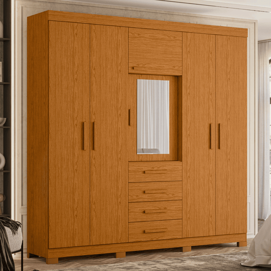 Guarda-Roupa Virtus 6 Portas em MDP com Corrediças Telescópicas e Pintura UV