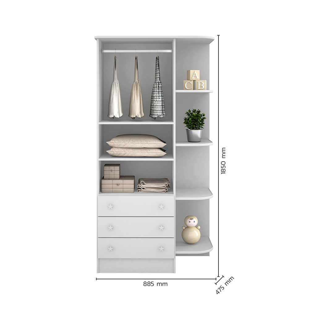 Guarda-Roupa 2 Portas 3 Gavetas com Cantoneira Doce Sonho