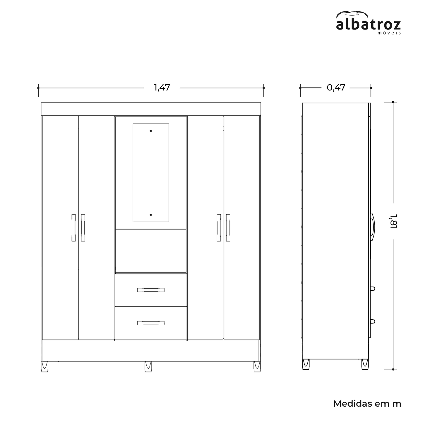 Guarda-Roupa Mobi Capelinha 4 Portas em MDP