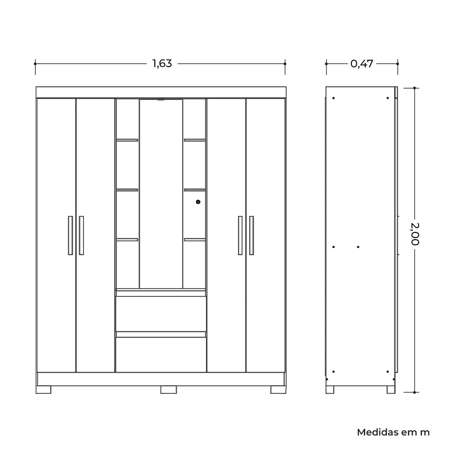Guarda-Roupa Olímpia 4 Portas em MDP com Espelho e Iluminação LED