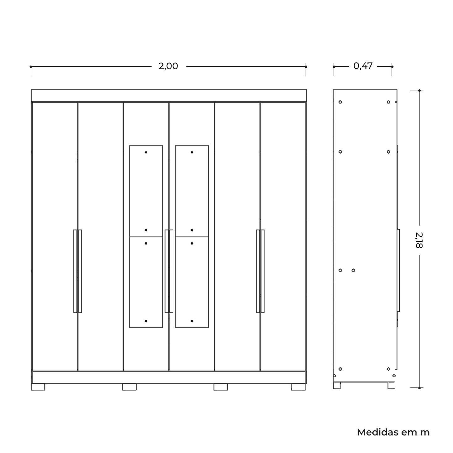 Guarda-Roupa Roupeiro Vinci 6 Portas em MDP