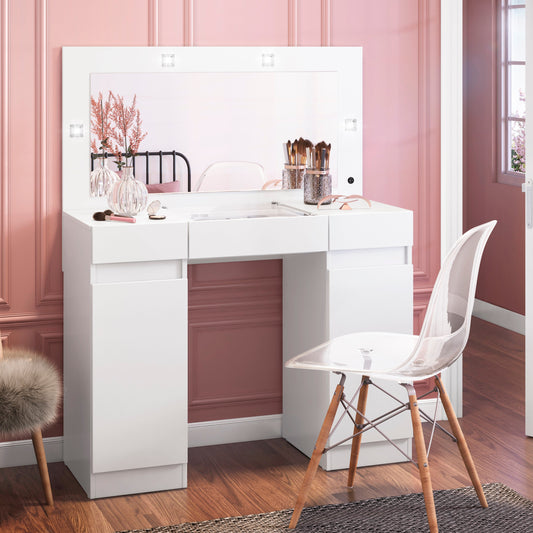 Penteadeira Camarim Studio - Bancada com Espelho e Gavetas em MDP