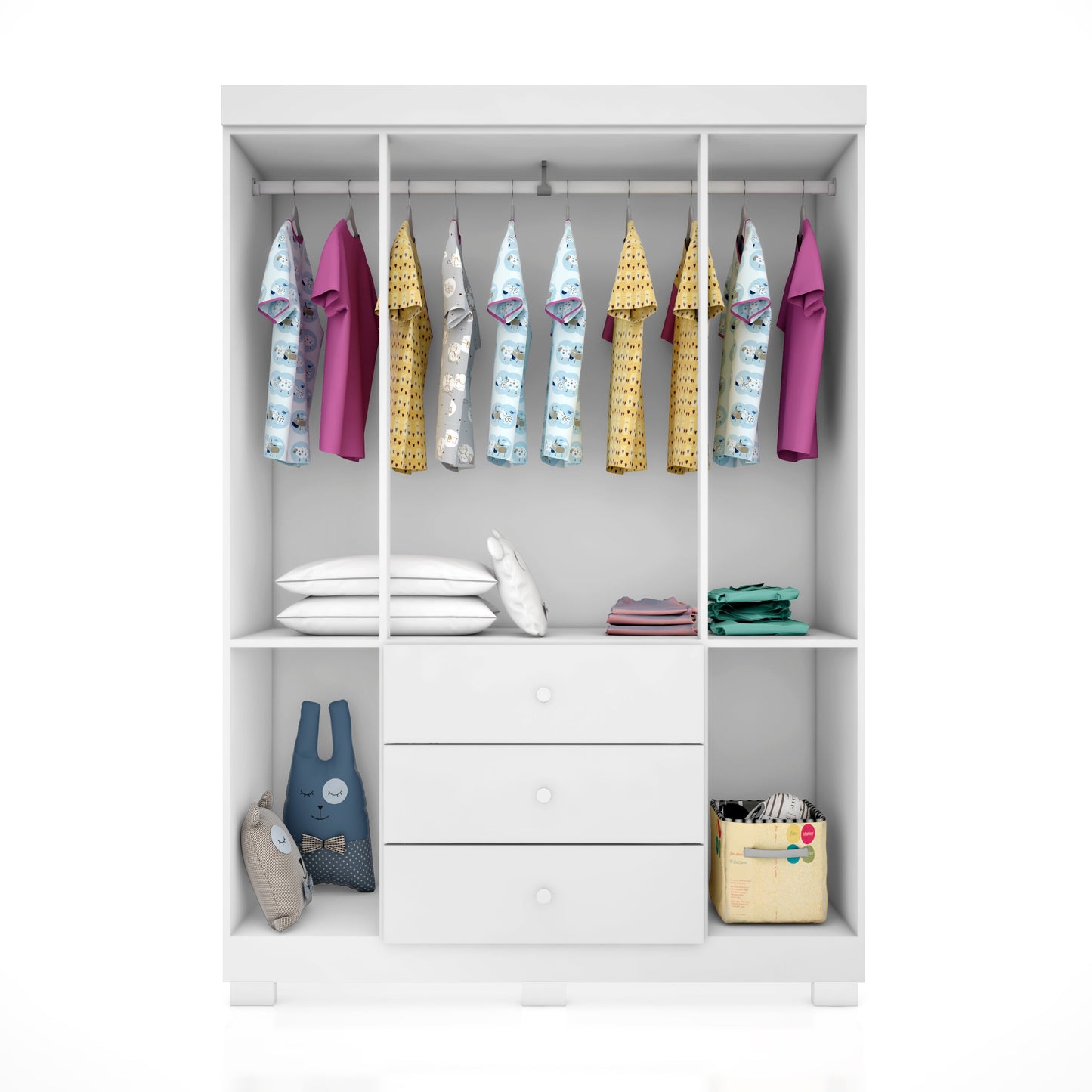 Roupeiro Duda 4 Portas 100% MDF com Puxadores em PVC e Corrediças Telescópicas