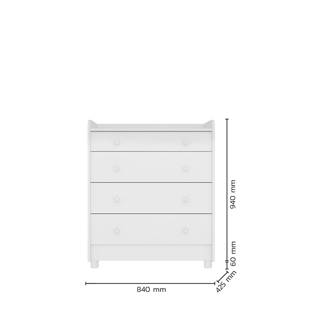 Cômoda com 4 Gavetas e Trocador Doce Sonho