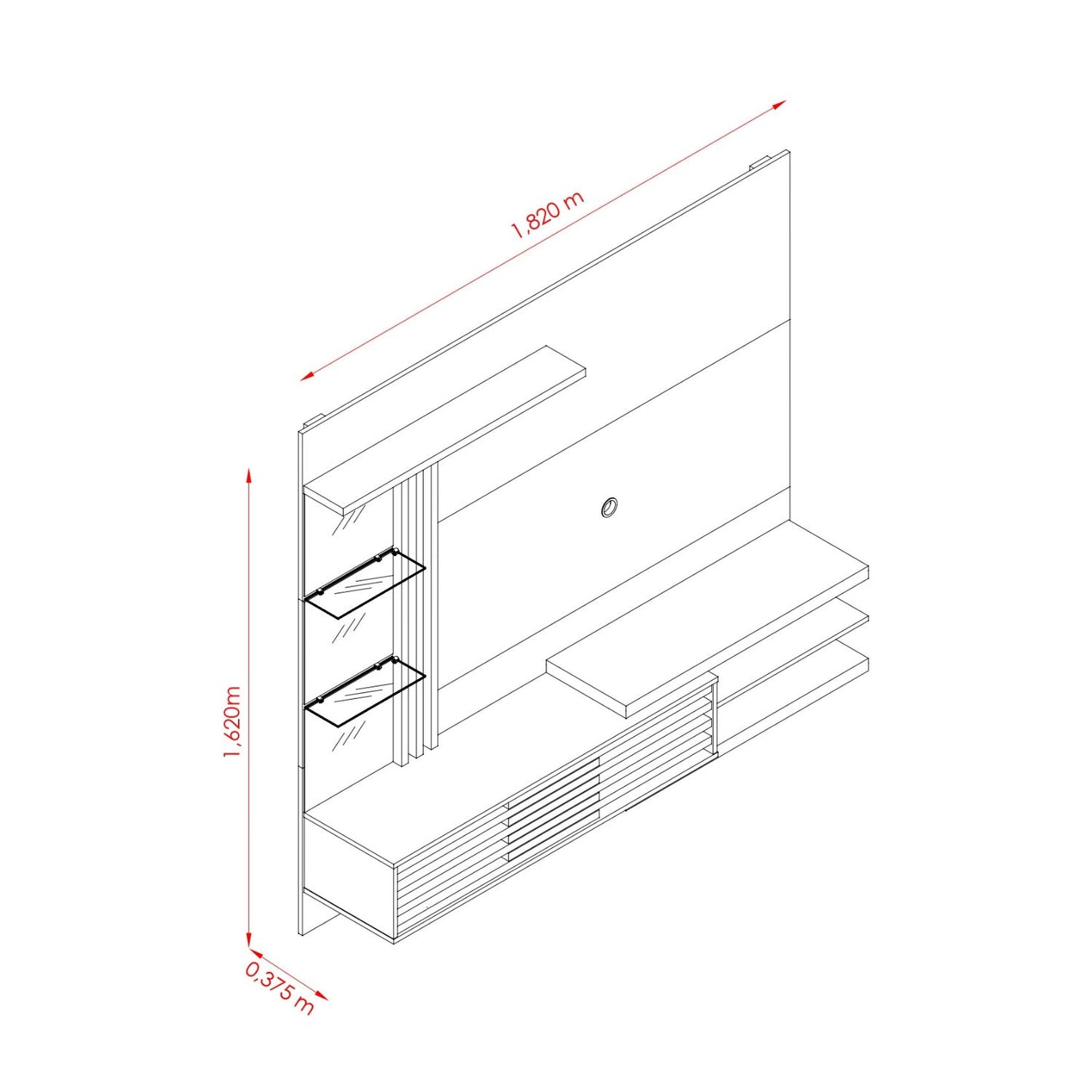 Painel Home Suspenso Frizz Supreme com Portas Deslizantes