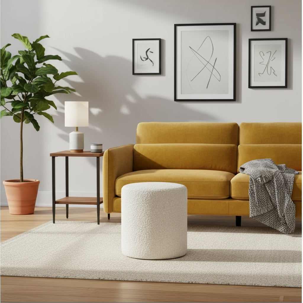 Puff Elegante com Revestimento Estofado Organico