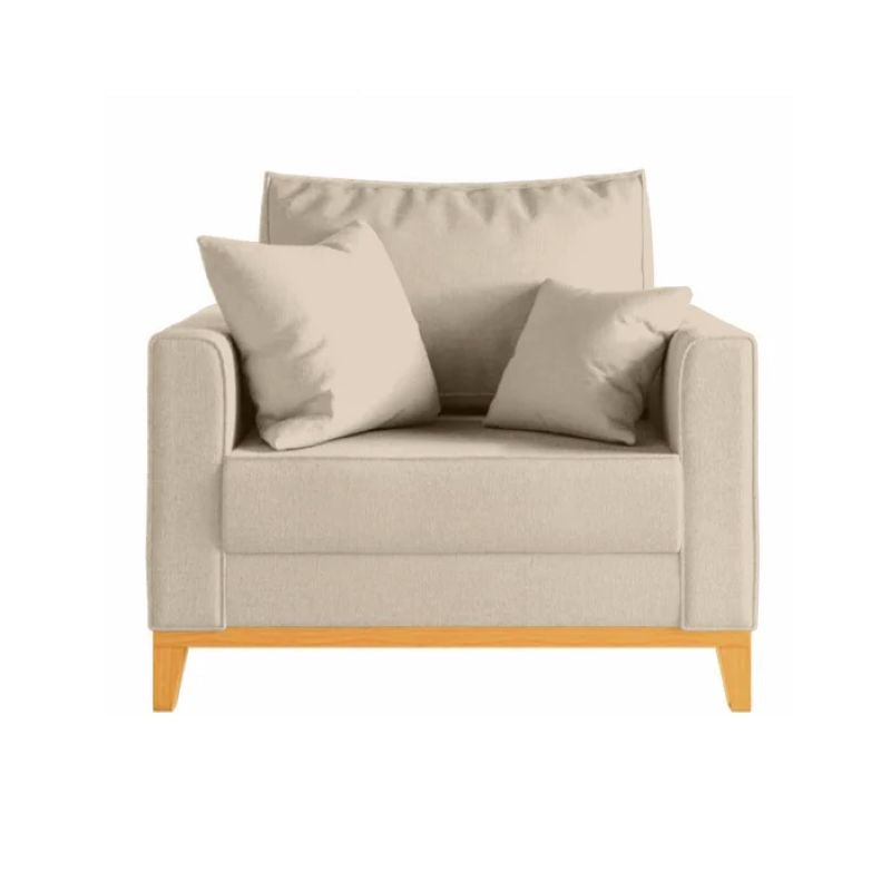 Poltrona Beny com Pés e Base em Madeira