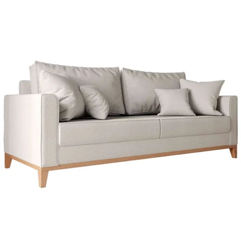 Sofá 3 Lugares Beny com Base e Pés de Madeira