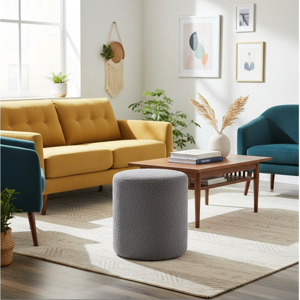 Puff Elegante com Revestimento Estofado Organico