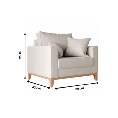 Poltrona Beny com Pés e Base em Madeira