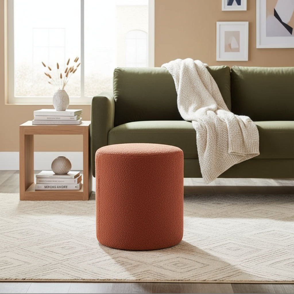 Puff Elegante com Revestimento Estofado Organico