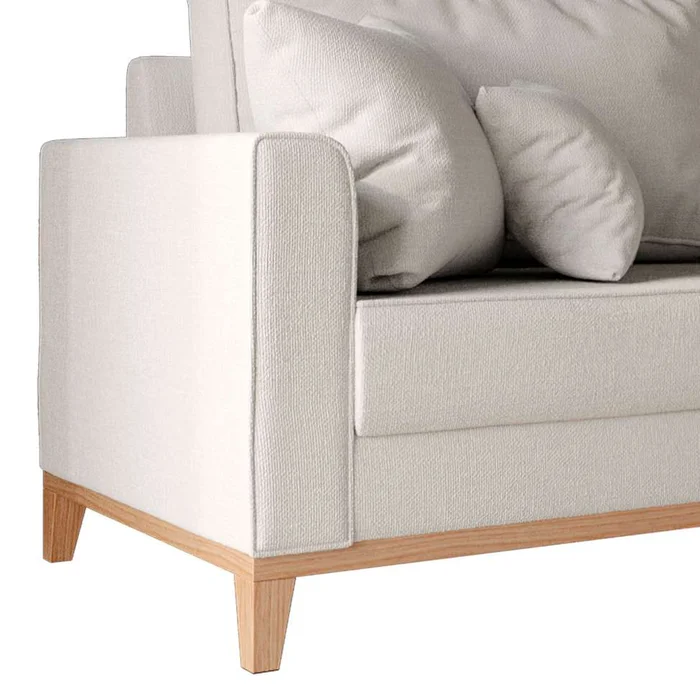 Sofá 3 Lugares Beny com Base e Pés de Madeira