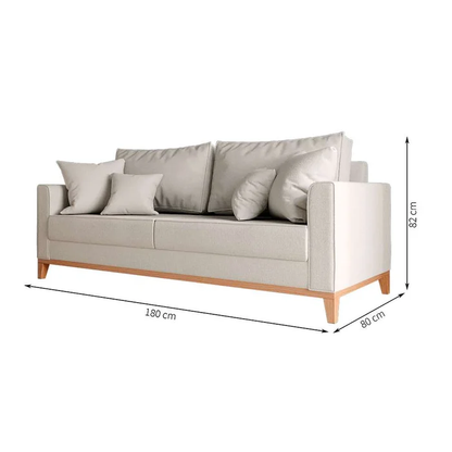 Sofá 3 Lugares Beny com Base e Pés de Madeira