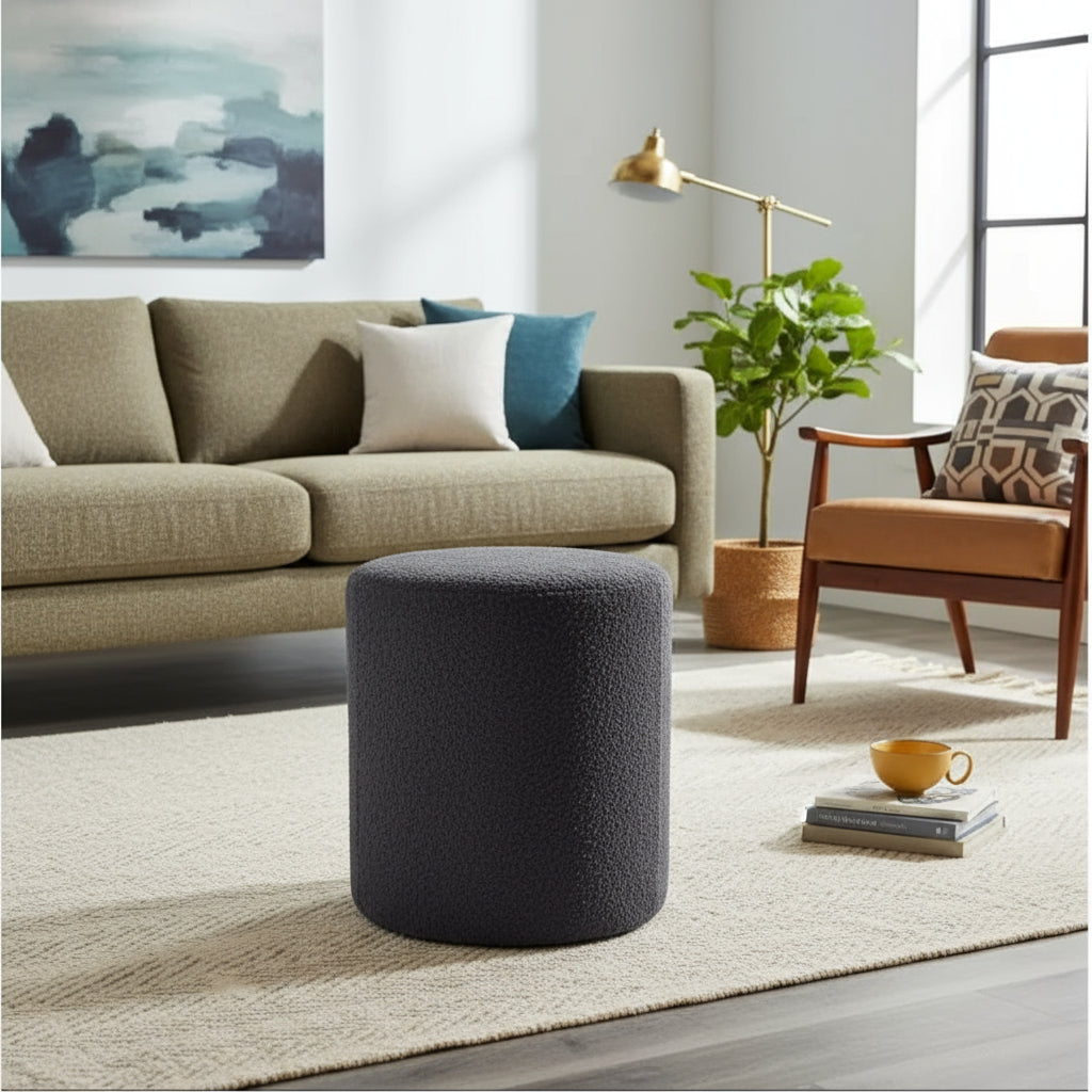 Puff Elegante com Revestimento Estofado Organico