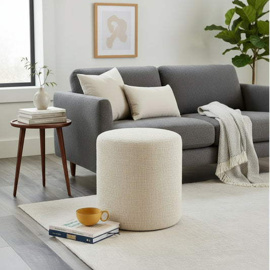 Puff Elegante com Revestimento Estofado Organico