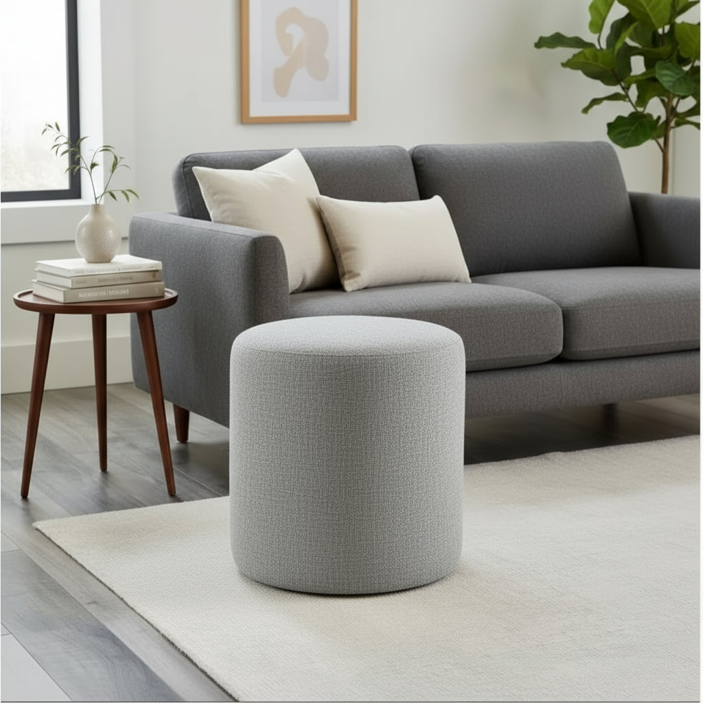Puff Elegante com Revestimento Estofado Organico