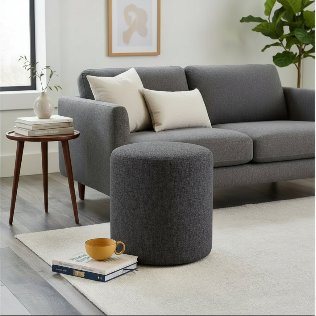 Puff Elegante com Revestimento Estofado Organico