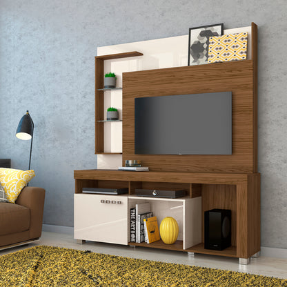 Home Theater Ícaro Porta Deslizante e Prateleiras em Vidro