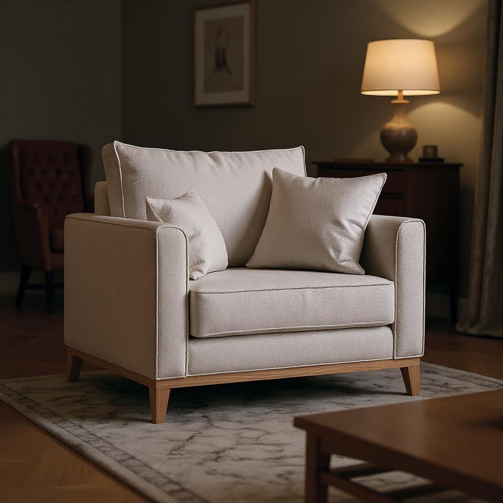 Poltrona Beny com Pés e Base em Madeira