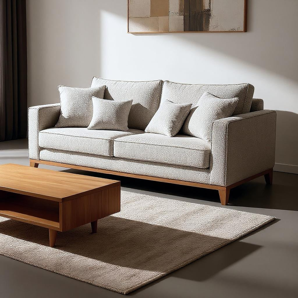 Sofá 2 Lugares Beny com Base e Pés de Madeira