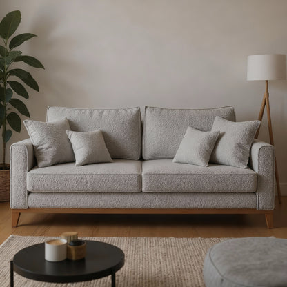 Sofá 3 Lugares Beny com Base e Pés de Madeira