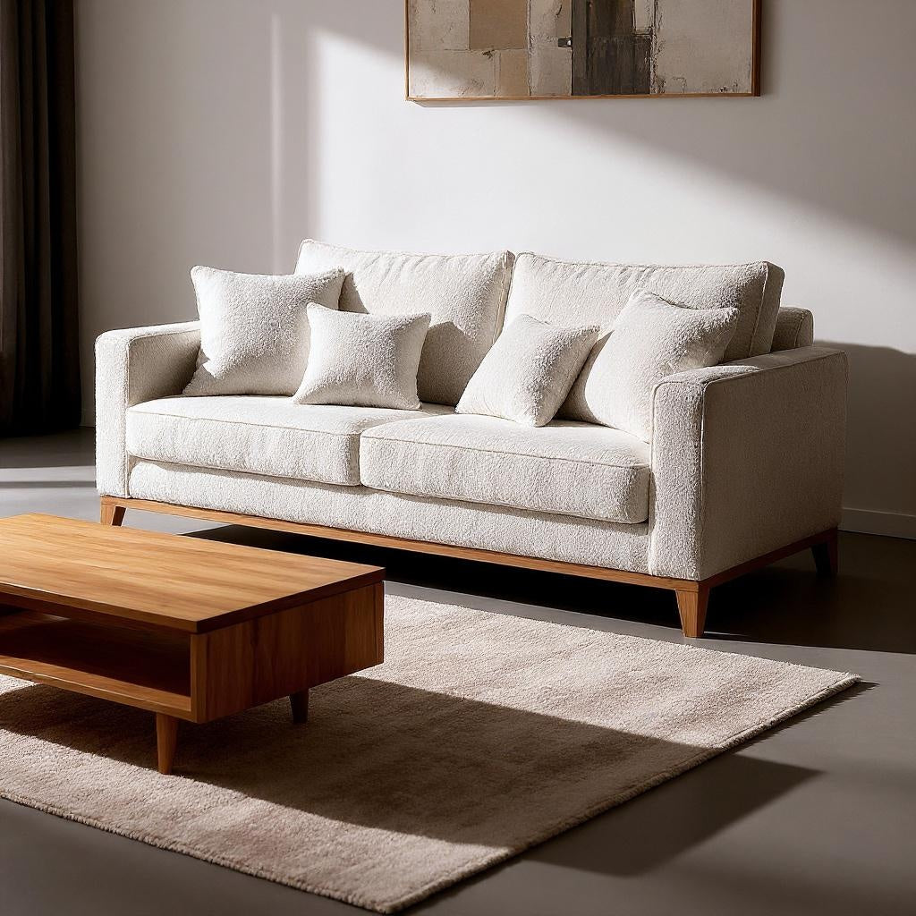 Sofá 2 Lugares Beny com Base e Pés de Madeira