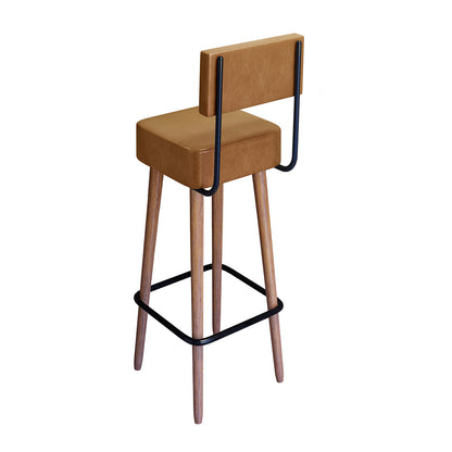 Banqueta Alta Barcelona com Estrutura em Aço e Pés de Madeira Eucalipto