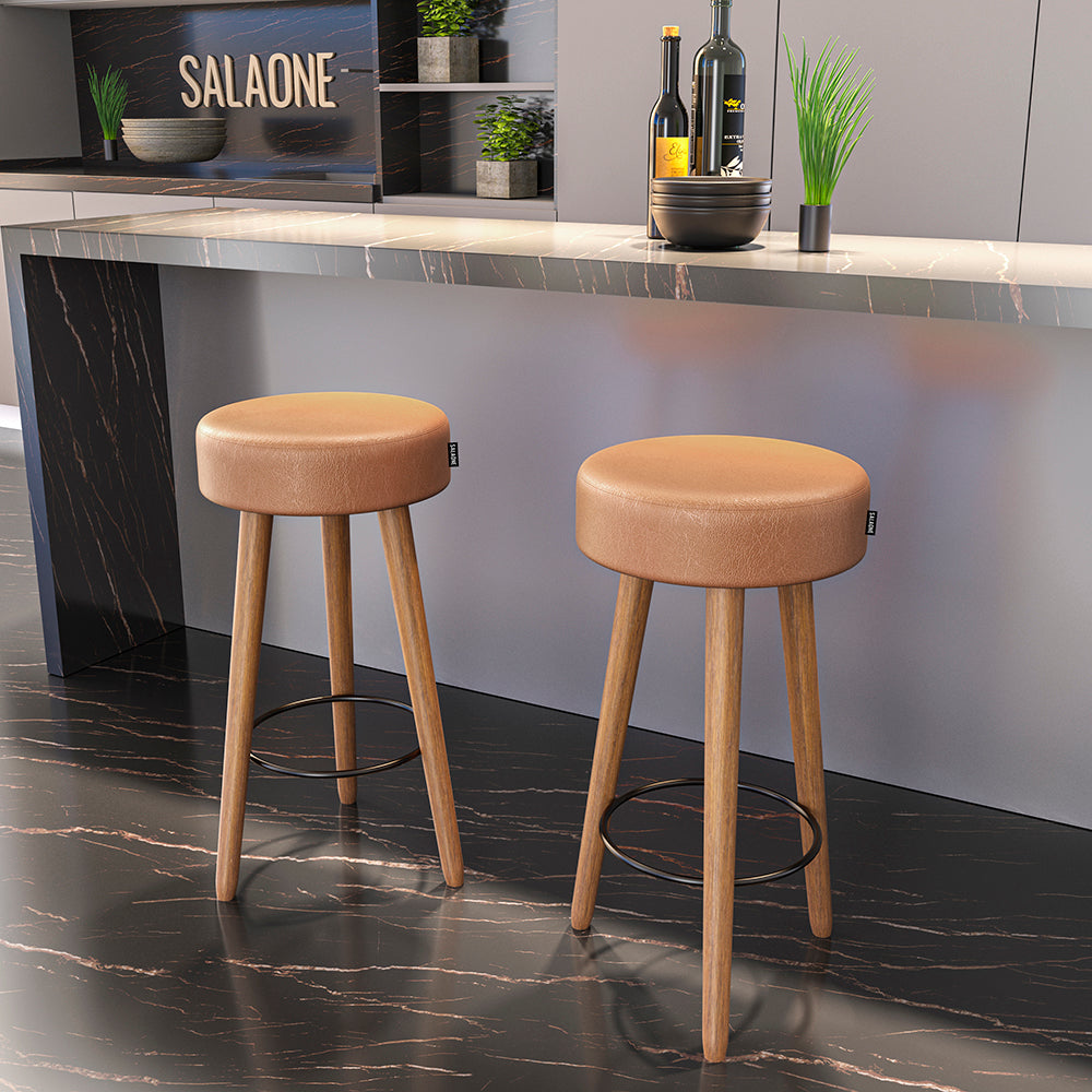 Banqueta Alta Londres com Estrutura em Aço e Pés de Madeira