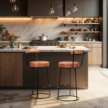 Banqueta Miami Alta com Estrutura em Aço e Assento Estofado