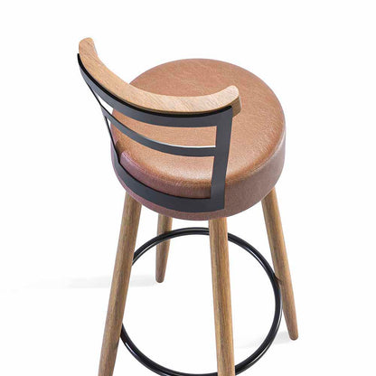 Banqueta Alta Moscou Alta com Estrutura em Aço e Pés de Madeira