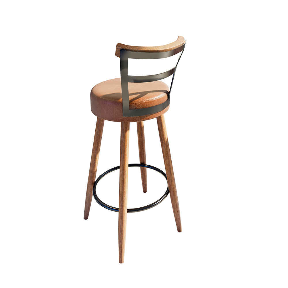 Banqueta Alta Moscou Alta com Estrutura em Aço e Pés de Madeira