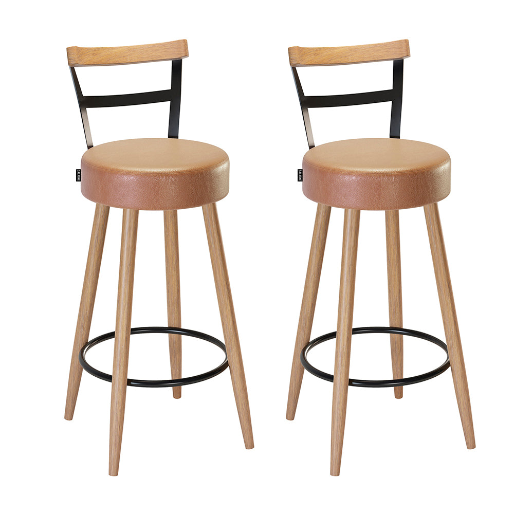 Banqueta Alta Moscou Alta com Estrutura em Aço e Pés de Madeira