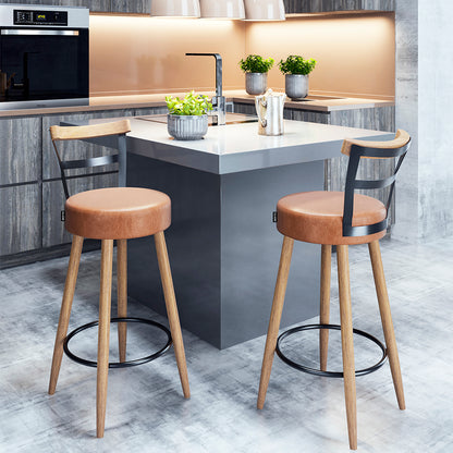 Banqueta Alta Moscou Alta com Estrutura em Aço e Pés de Madeira