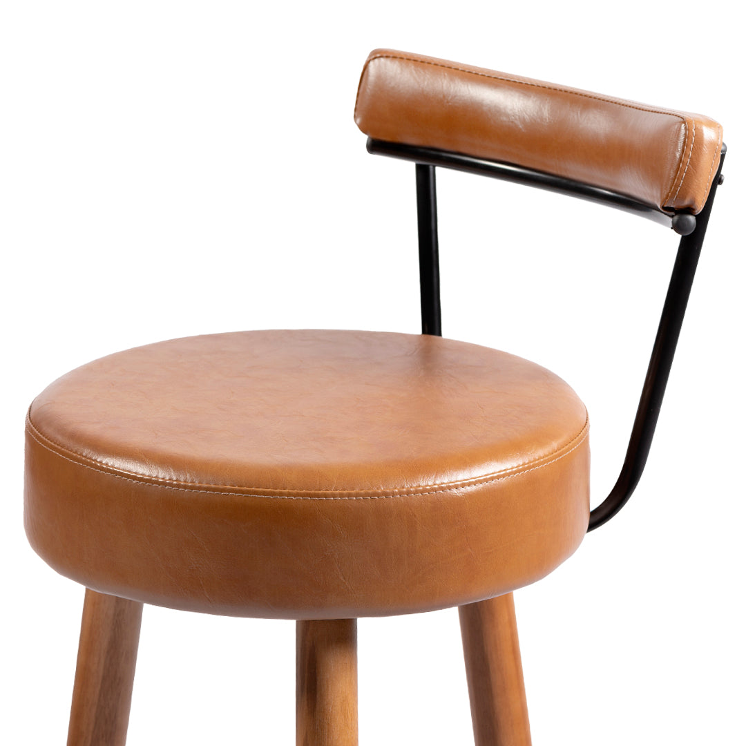 Banqueta Alta Nápoles Alta com Assento Estofado e Pés de Madeira