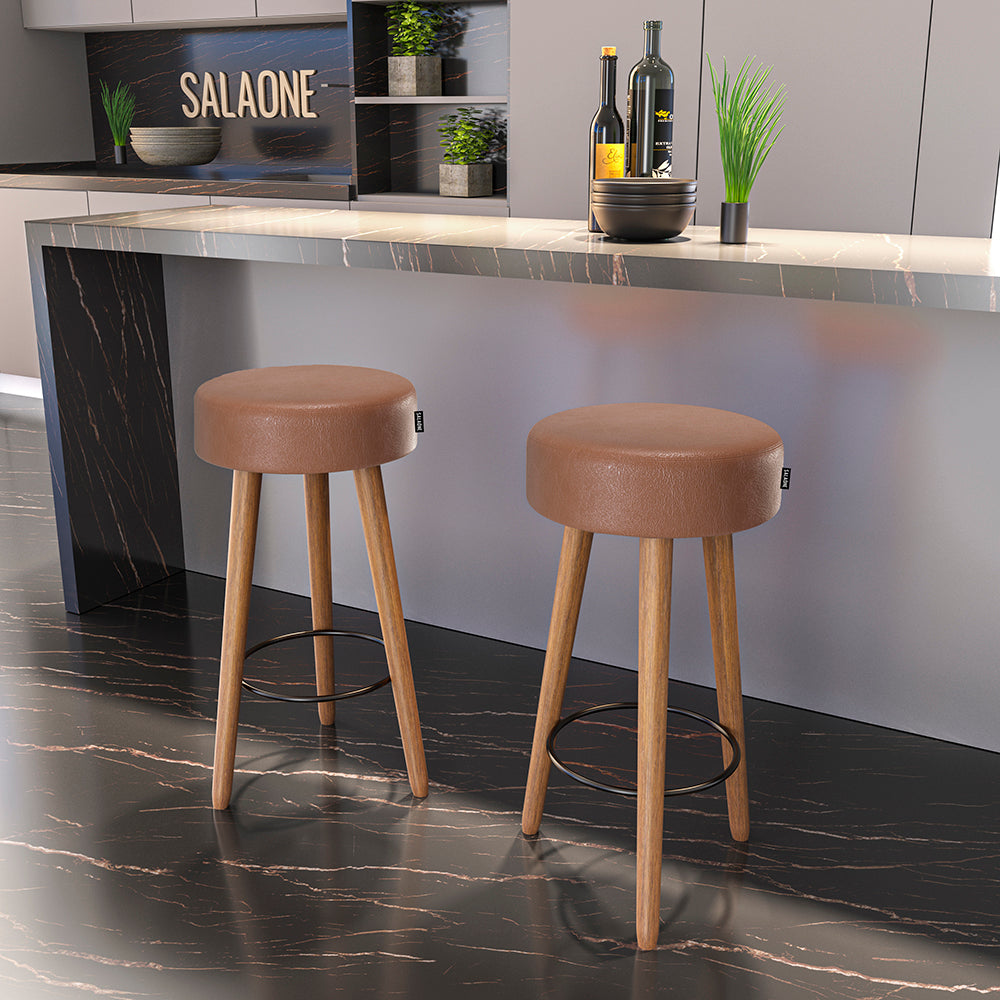 Banqueta Alta Londres com Estrutura em Aço e Pés de Madeira