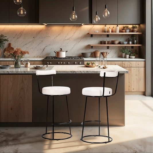 Banqueta Miami Alta com Estrutura em Aço e Assento Estofado