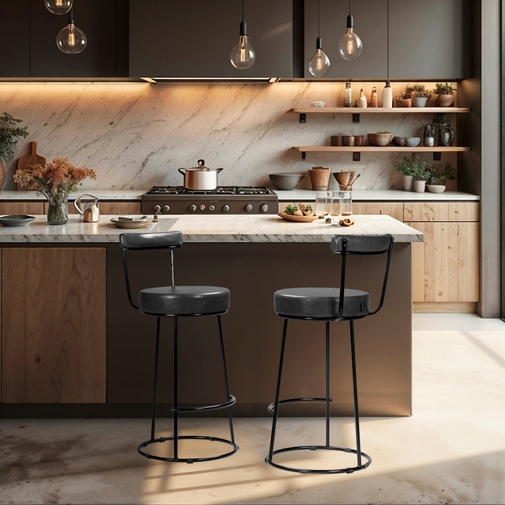 Banqueta Miami Alta com Estrutura em Aço e Assento Estofado