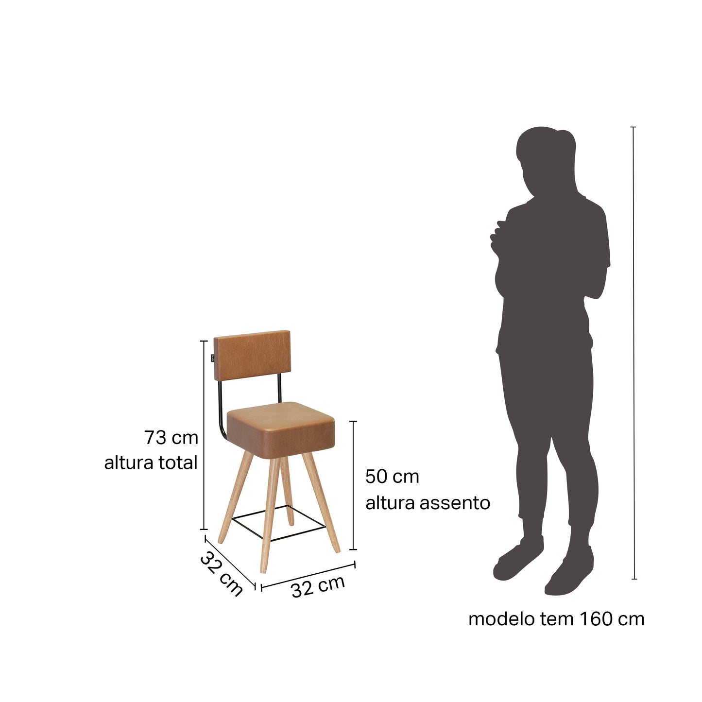 Cadeira Barcelona com Estrutura em Aço e Assento Estofado em Courissimo