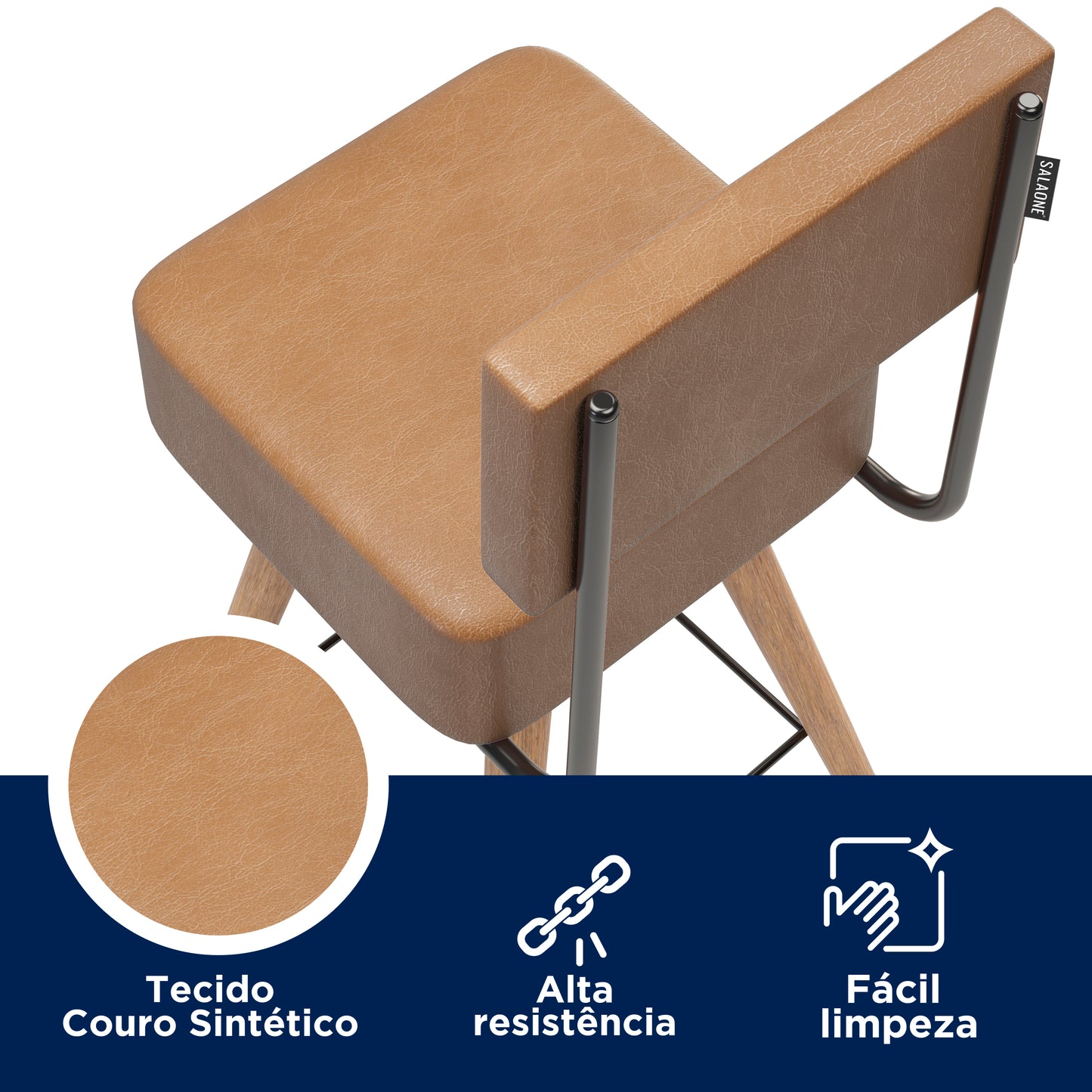 Cadeira Barcelona com Estrutura em Aço e Assento Estofado em Courissimo