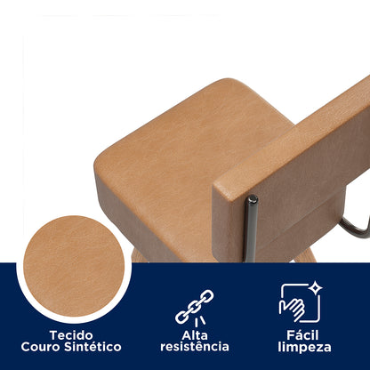 Banqueta Alta Barcelona com Estrutura em Aço e Pés de Madeira Eucalipto