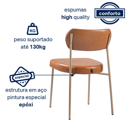 Cadeira Lavínia com Estrutura em Aço e Assento Estofado