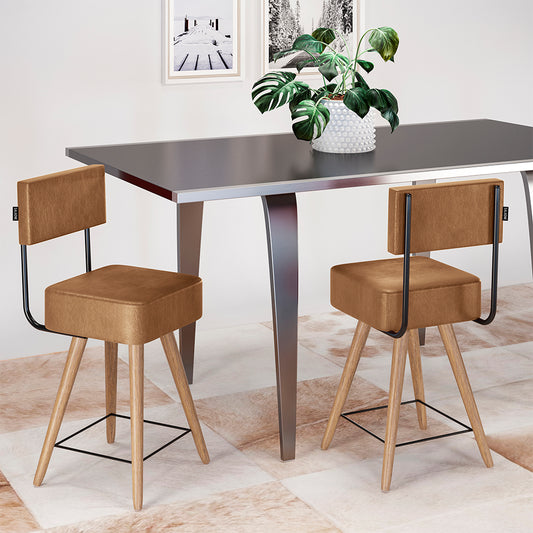 Cadeira Barcelona com Estrutura em Aço e Assento Estofado em Courissimo