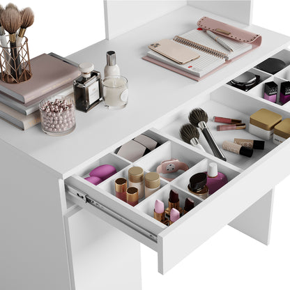 Penteadeira Camarim Áurea - 1 Gavetas em MDP com Espelho e Iluminação LED