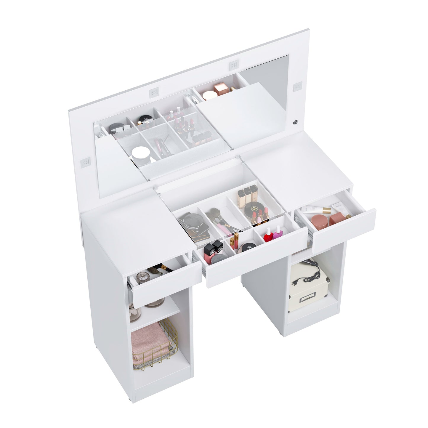 Penteadeira Camarim Studio - Bancada com Espelho e Gavetas em MDP