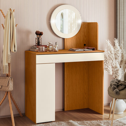 Penteadeira Camarim Áurea - 1 Gavetas em MDP com Espelho e Iluminação LED